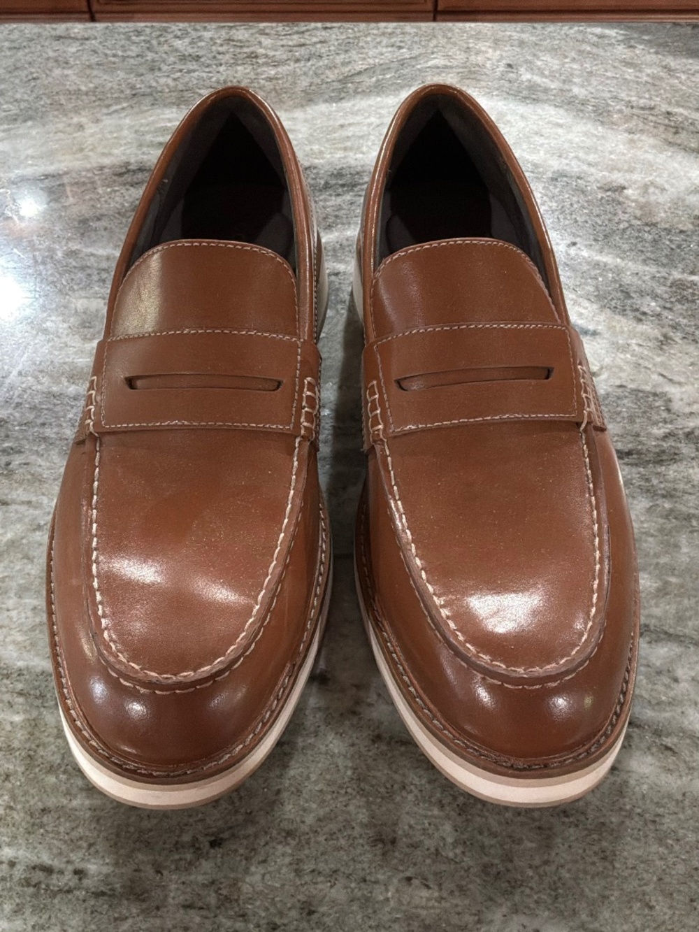 NEW, NEVER worn, Cole Haan loafers, 9.5, Cognac leather